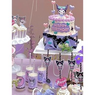 庫洛米kuromi蛋糕裝飾擺件甜品臺插件推推樂生日派對布置黑紫色系