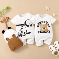 Baby Boy Clothes 0-18 Months Romper Baby Boy Summer Cartoon Bears Bodysuit whit Hat 2PCS Short Sleev