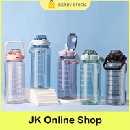 2L/3L/3.8L Large Capacity Transparent Water Bottle With Reminder Time Sport Water Bottle With Straw 