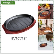 [blesiya21] Steak Fry Plate BBQ Grill Pan Veggies Meats Grill Plates Nonstick Oval Shape Skillet Hot