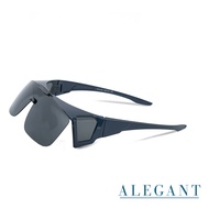 ALEGANT多功能可掀雲海藍偏光墨鏡 MIT 掀蓋式 外掛式 上掀 全罩式 車用UV400太陽眼鏡 戶外休閒套鏡