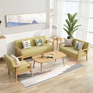 Available Solid Wood Sofa 1/2/3 Seater Fabric Wooden Sofa Living Room Sofa Apartment Sofa Chair