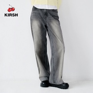 [KIRSH] KIRSH กางเกงยีนส์พอดีธรรมดาการล้างทรายกว้าง | 25SS