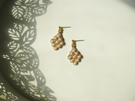 *coucoubird* 孔雀羽毛珍珠耳環