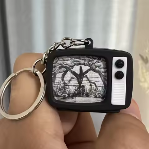 Stranger Things Mini TV Keychain Charm Keyring Bell Pendant Key Chain Bag Accessories Prop