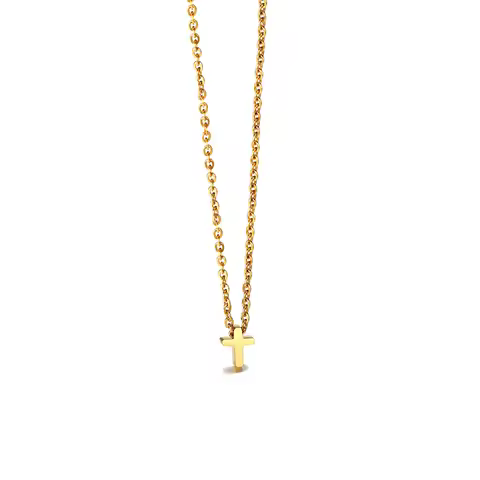 Gold Cross Necklace For Women Dropshipping Gold Color Stainless Steel Fashion Female Small Jesus Cro