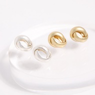 [ZANZAN ZANZAN] Anti-Allergic Steel Pin-Matte Metal Twist Earrings [Ek20bg007 _ Sus]