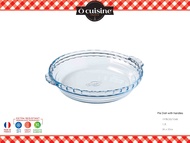 Ocuisine ถาดแก้วอบเค้กทรงกลมมีมือจับ ขนาด 23 ซม. Cake/Pie pan 23 cm- Clear เข้าเตาอบได้ ไมโครเวฟได้ เครื่องล้างจานได้