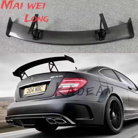 C CLass W204 C63 coupe carbon fiber black series trunk spoiler rear wing fit for C63 spoilers C63 2/