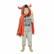 MERAH Kids Devil Horn Cloak & Red Fork Stick Set