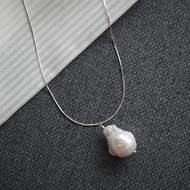 牡蠣巴洛克純銀細蛇項鍊