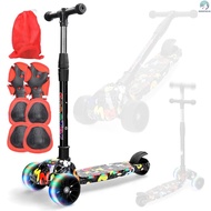 4 Adjustable Function Pads Scooter With Led 3-wheel Scooter With 4 2-12 Kids 3-wheel Musics Function Flp