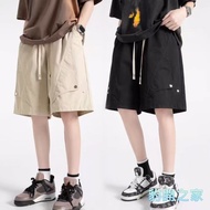 [Leopard Open House] Summer Street Wear Casual Overalls Shorts Men Loose Five-Point Pants Straight S