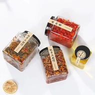 73O ml square glass jar for food storage