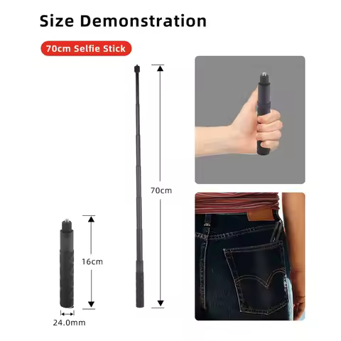 Straight Pulling Selfie Stick Invisible 69cm Silicone Handle Action Cameras Selfie Stick 16.8cm for 