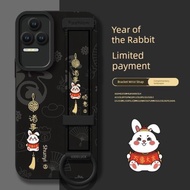 2023新年款腕帶兔子適用紅米k50手機殼電競版兔年k40pro套游戲增強版s新款小羊皮redmi紅色k30過年k20本命年