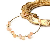 天然櫻花瑪瑙冰透果凍體編織黃銅手鍊 客製化