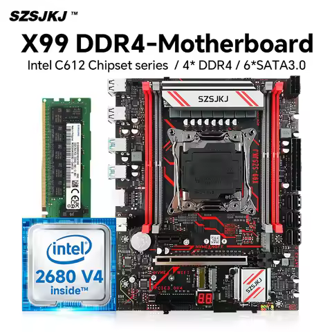 SZSJKJ New X99 Motherboard Kit Digital Display C612 Chipset Support TPM2.0 M.2 Slots With Xeon E5 26