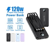[SG Stock] PD120W Power Bank CCC 30000mAh Powerbank Fast Charging with Built In Cable Portable Charg