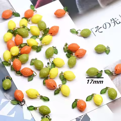 10pcs Acrylic Fruit Lemon Pendant DIY Charms Small Lemon Charm Handmade DIY Jewelry Accessories