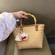 polene bag original bonia Seri putih sederhana ~ Musim panas gaya Cina baru tiruan jerami anyaman sa