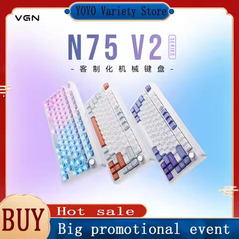 VGN N75 V2 Custom Mechanical Keyboard Gasket Structure Tri Mode Wireless Bluetooth 75 Percent Layout