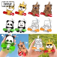 BEEYE Upgrade Egg Cat Keychain, Egg Fan Keychain Double-leaf Cartoon Keychain,  Bag Accessories Capy