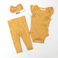 emily and oliver baby girl romper 3pc(3-6m)