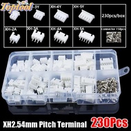 TOPTOOL 230Pcs Pin Connector, Housing Kit 2p 3p 4p 5pin 2.54mm Pitch Terminal, Male And Female XH2.5