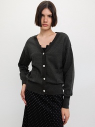 [Pomelo] เสื้อคาร์ดิแกนติดกระดุมพลอยเทียม / Rhinestone Buttons Cardigan
