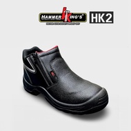 HammerKings HK2 15002 Dual Zipper Black Safety Shoes / Kasut Keselamatan / Kasut Kerja Hitam (Size 5