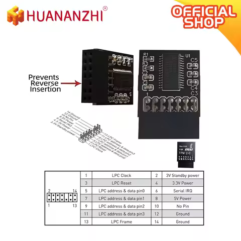 TPM 2.0 Encryption Security Module Remote Card LPC 14 Pin TPM2.0 Security Module for HUANANZHI X99 A