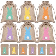 2025 Easter gift Bag Drawstring Bag/Gift Pouch Hunt Bag/Easter Burlap Bags with Drawstring,Bunny Bur