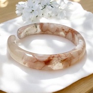 櫻花瑪瑙手鐲 瑪瑙手鐲 貓爪鐲 貓鐲稀有冰透紅綠硃砂大圈口63