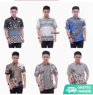 [BISACOD] Kemeja Batik Pria Lengan pendek - Baju Batik Pekalongan Murah Lengan Pendek New Modern - Seragam Pesta Resepsi Kantor Dinas Keren - Baju Batik Pria Lengan Pendek Terlaris - Kemeja Batik Nusantara