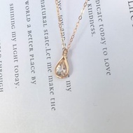 水滴摩根石項鏈 14kGF 天然淺粉摩根石吊墜簡約鑲摩根石項鏈