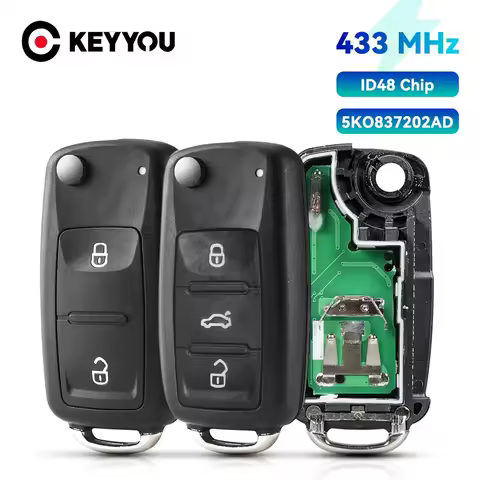 KEYYOU 5K0 837 202 AD Remote car key 434 433mhz ID48 Chip for VW Volkswagen GOLF PASSAT Tiguan Polo 
