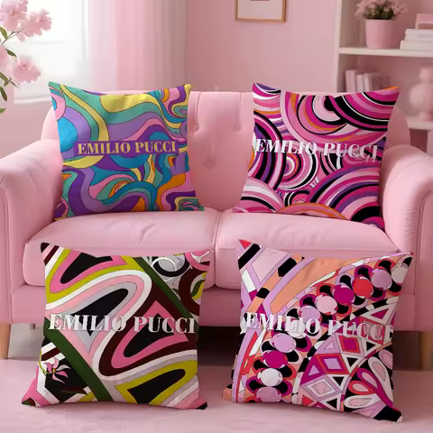 E-EE-Emilio logo P-Pucci Pillow Case Anti-dustmite Pillowcase Invisible zipper silky short plush Sof