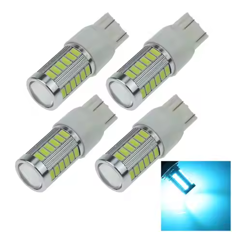4x Ice Blue RV 7443 Brake Blub Rear Lamp 33 Emitters 5630 SMD LED T20 W3X16Q G024-BB