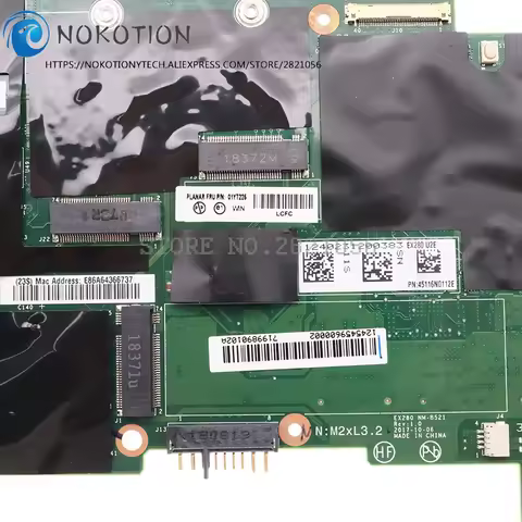 01YT225 EX280 NM-B521 MAIN BOARD For Lenovo Thinkpad X280 Laptop Motherboard SR3W0 I3-8130 CPU GMA H
