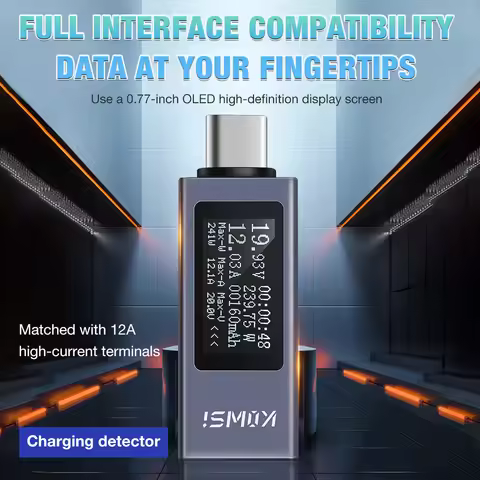 KWS-2301C USB Type-C Tester DC4-30V 0-12A Current Voltage Monitor Digital Ammeter Power Meter Chargi