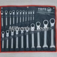 MTOOLS 21Pcs Flexible Gear Wrench Set 6~32mm | Ratchet Wrench Set | Combination Wrench