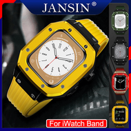 Vỏ + dây đeo cho Apple Watch Series 8 7 6 SE 5 4 Dây đeo 44mm 45mm Dây đeo bằng cao su Khung viền ki