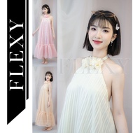 Silk chiffon dress with ruffled flap neck - silk chiffon material, summer dress - FLEXY design