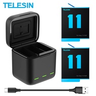 TELESIN Battery Charger 1750 mAh  battery with charger For GoPro 11 Hero 10 3 Way Battery Charger Box TF Card Storage For GoPro Hero 11 10 9