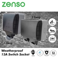 ZENSO IP66 Weatherproof Cover 13A / 15A Switch Socket Weather proof for Outdoor Garden Water Jet Spr
