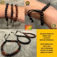 GELANG TASBIH 33 KAYU KOKKA KOKA  ASLI  BULAT 5 MM  ASLI ORIGINAL WOOD TENGGELAM AIR MADE IN TURKEY 