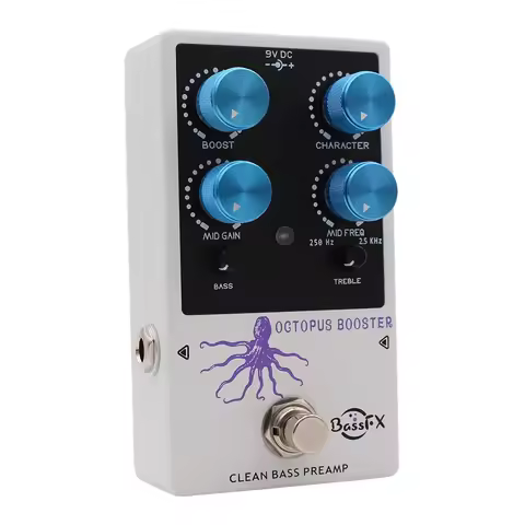 Fanmuzk Octopus Booster Compact Bass Preamp Guitar Pedal – EQ Pedal, Clean Boost, Parametric Mids, P