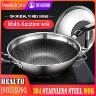 Non-stick / pan Wok Cooking  Induction cooker  Hua Ge Shi 304 stainless steel wok household non coat