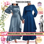 SEPTEMBER SALE thecocobee dress - #012 MEL Rose Brown - Spring Round Neck Lantern Sleeve -  Royal Bl